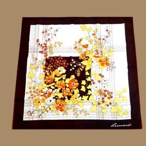 Leonardi Floral Retulangular Vintage Floral Scarf 30 X 30 Made in Italy